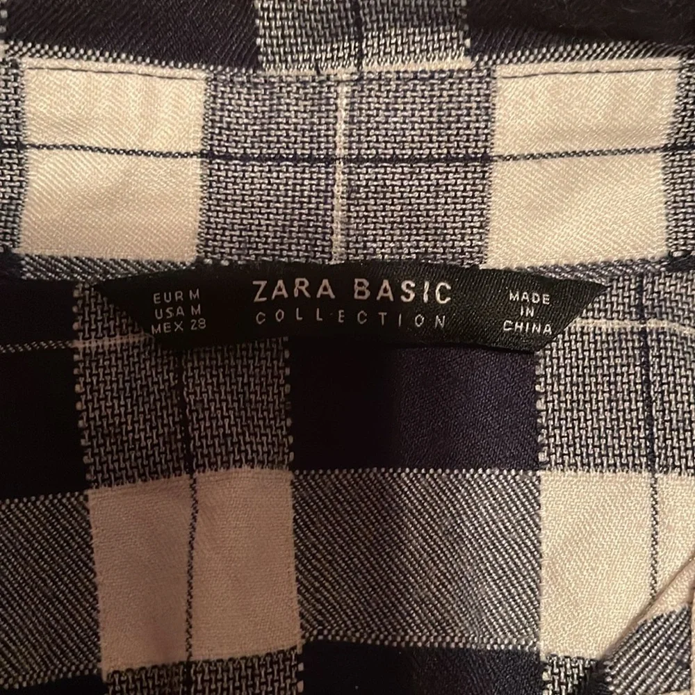 Zara plaid shirt dress gem collar size medium - Picture 4 of 7